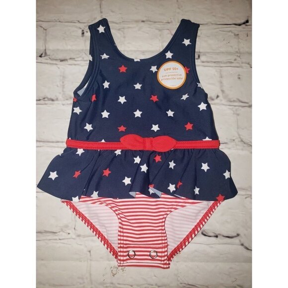 NEW Carter's Just One You Baby Girl Size 3 Month Swimsuit Red - White- Blue - Picture 1 of 2